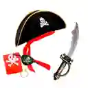 Disfraz Pirata Sombrero + Parche Arete + Espada Larga