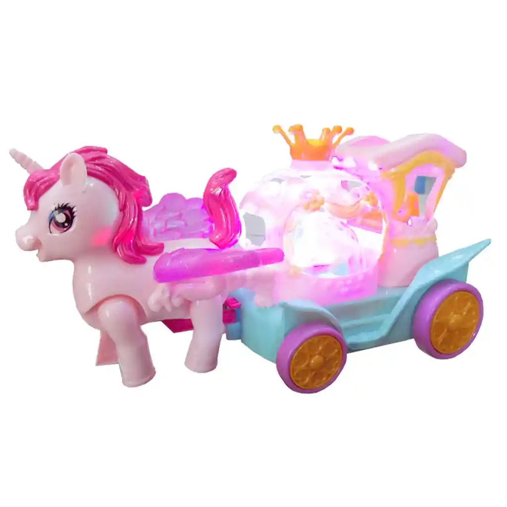 Unicornio Pony Carruaje Luces Movimiento Juguete + Baterias