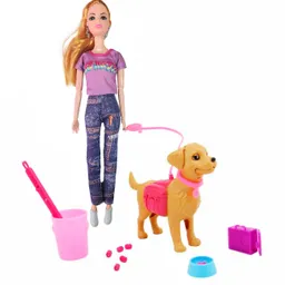 Muñeca Moda Girl Con Mascota Accesorios Regalo Juguete Niñas