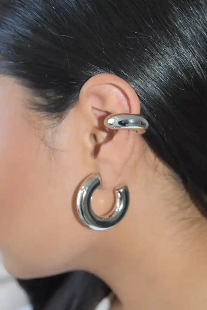 Earcuff Chuncky Mediano Plateado