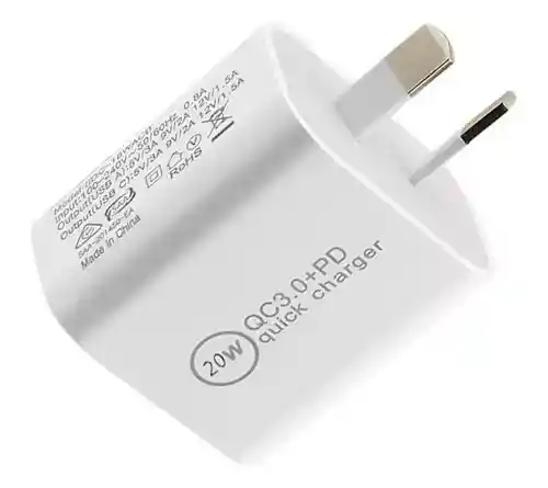 Enchufe Cargador Carga Rapida 20w Usb 3.0 2.1 A + Usb C Pd Color Blanco