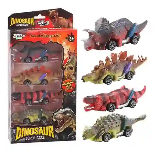 Carros Dinosaurios Kit De Impulso Juguete Didactico X 4