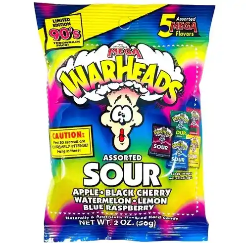 Warheads Dulce Acido Original Edición Limitada 90's 2 Oz