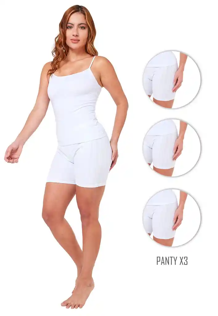 Combo X3 Panty Bogotano Para Mujer Talla S Blanco