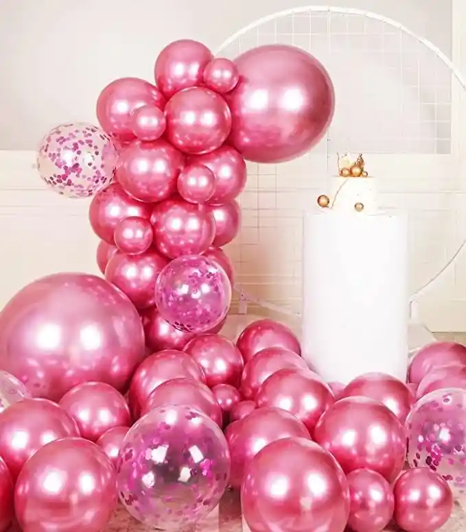 Globos Metalizados Rosa R12 Set X 50 Decoración Fiestas