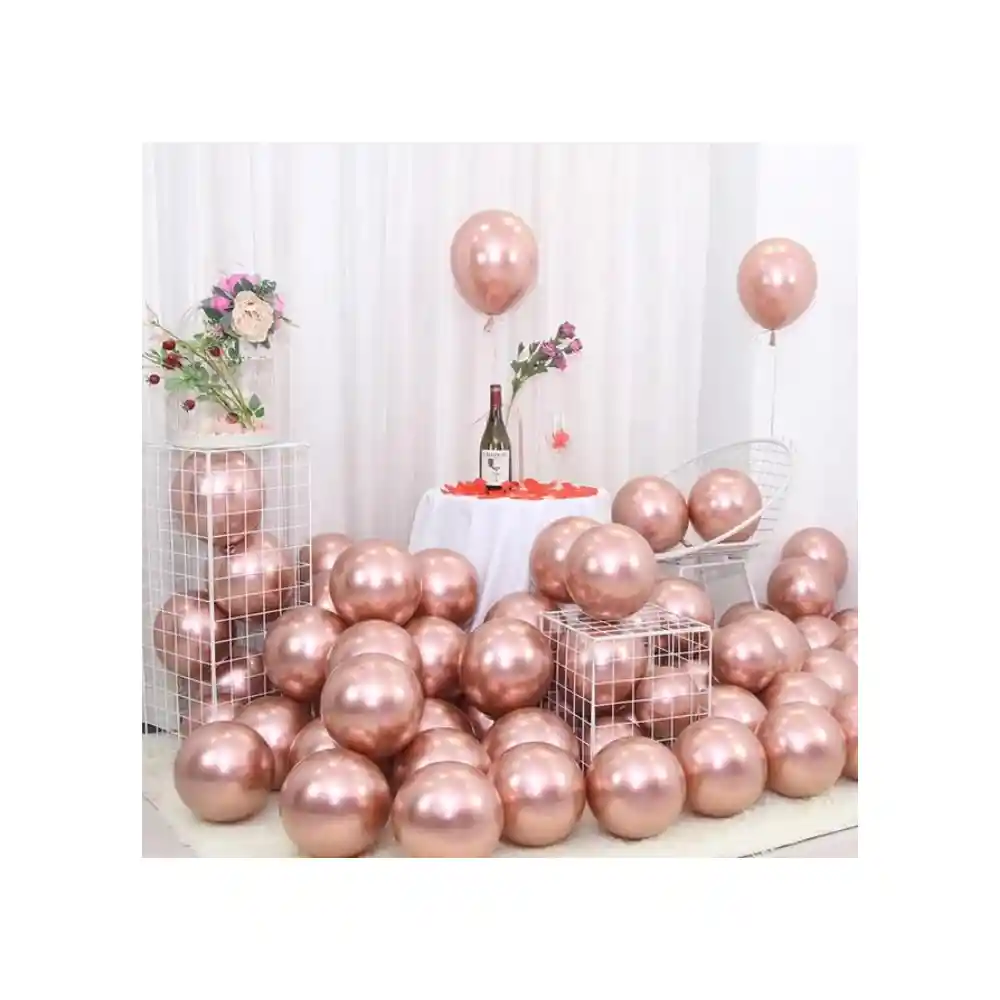 Globos Metalizados Color Champagne R12 Set X 50 Decoración Fiestas