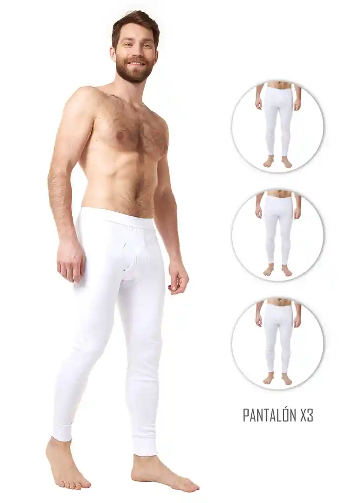 Combo X3 Pantalones Térmicos Hombre Talla M Blanco