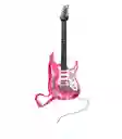 Guitarra Eléctrica + Amplificador + Micrófono Con Soporte De Color Rosa