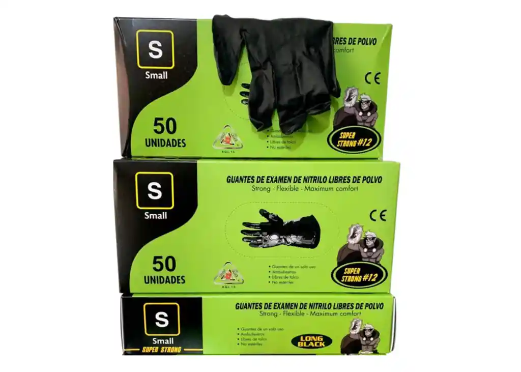 Guantes De Nitrilo Negro Hd Industrial #11 Caja X 50 Unidades