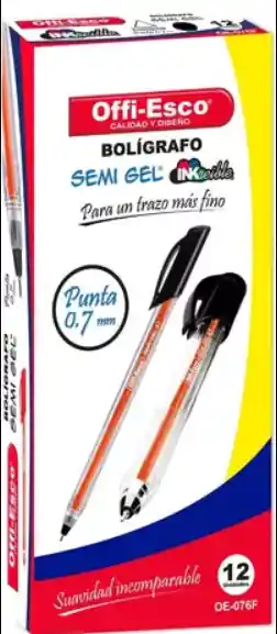 Caja Bolígrafo Negro Offi-esco Semi Gel