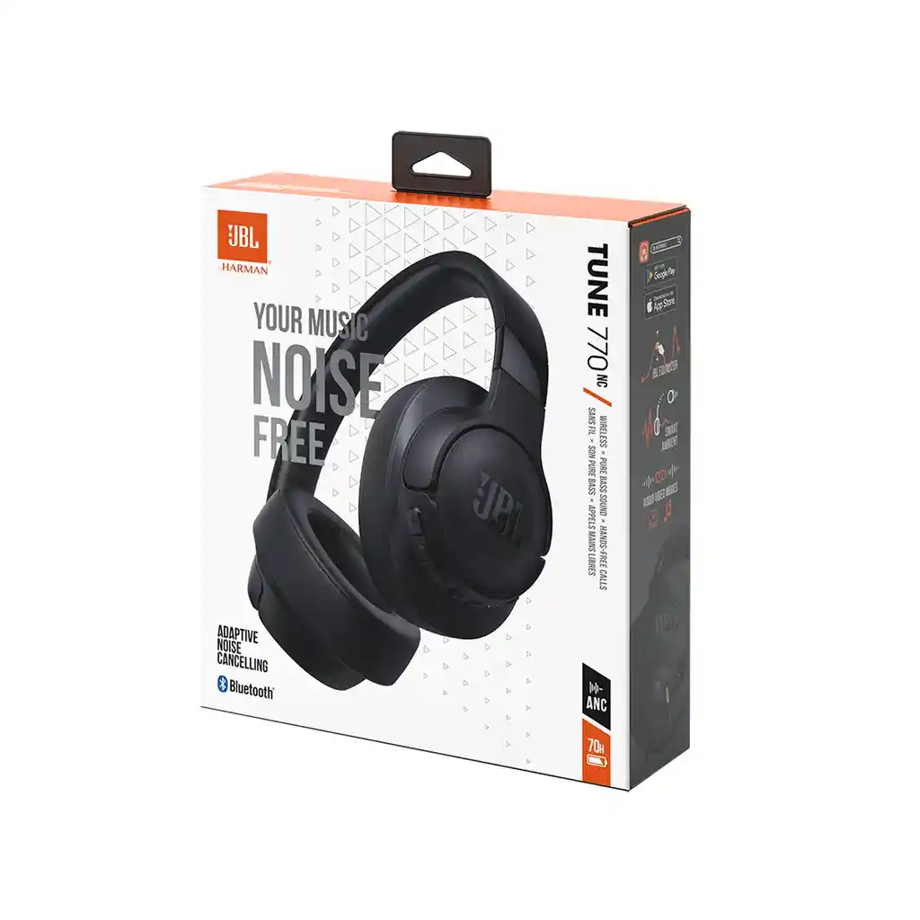 Audifonos Diadema Jbl Tune 770nc Cancelacion Ruido 70horas - Negro