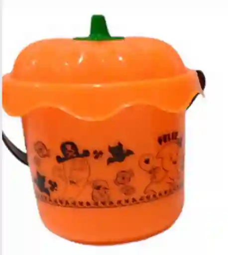 Calabaza De Plastico Con Tapa Para Dulces Halloween