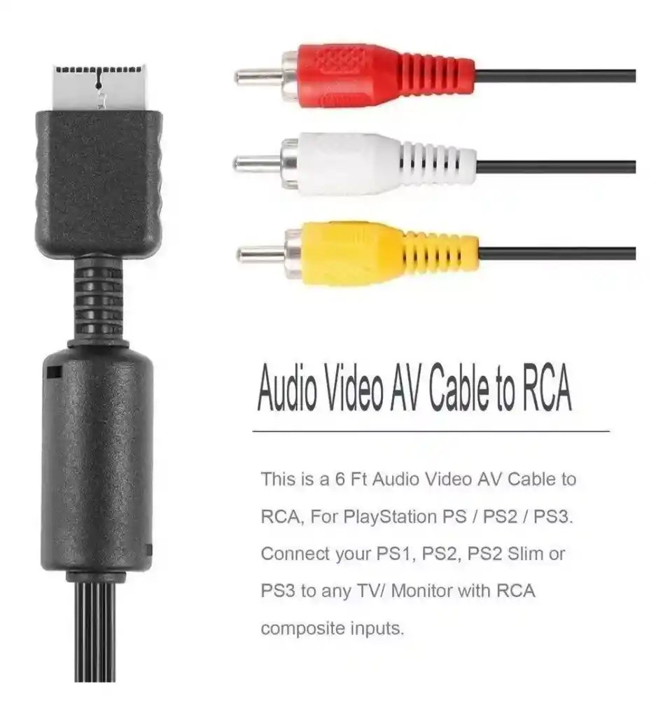 Cable Playstation Ps1 Ps2 Ps3 Av Rca 1.5 Mts Audio Y Video