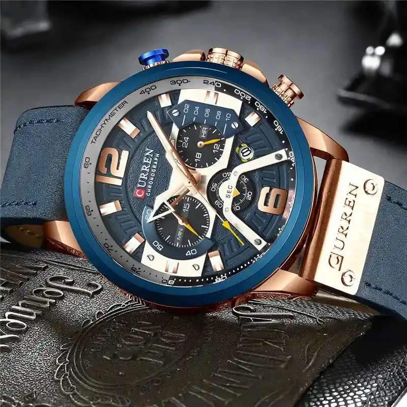 Reloj Curren Cronógrafo Pulso En Cuero Elegante Para Hombre