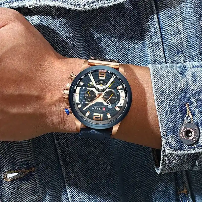 Reloj Curren Cronógrafo Pulso En Cuero Elegante Para Hombre