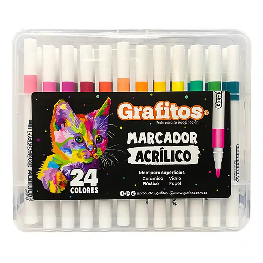 Marcadores Acrilicos X 24 Grafitos. En Pintura Para Vidrio, Cerámica, Plastico, Papel