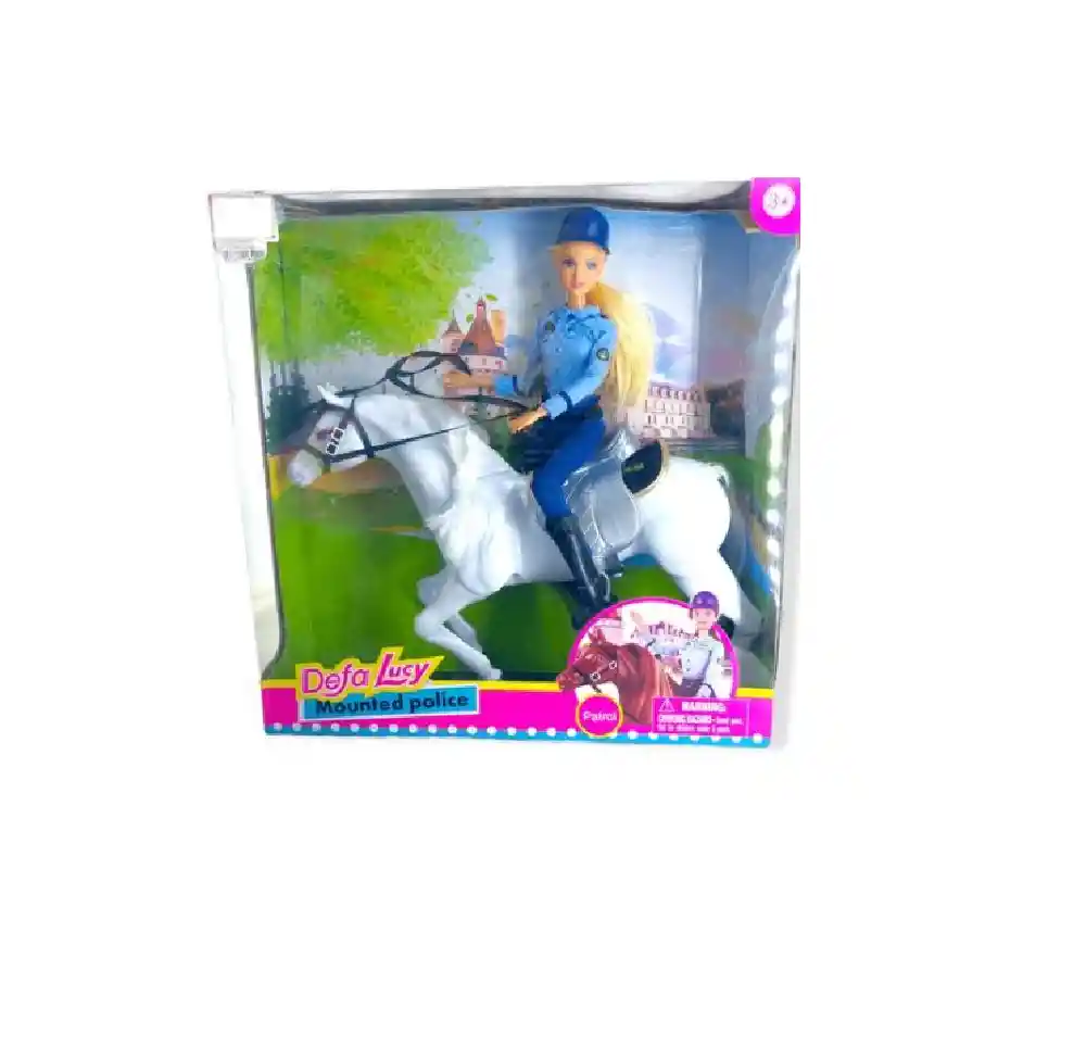 Muñeca Lucy Con Caballo Policia Montada