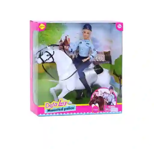 Muñeca Lucy Con Caballo Policia Montada