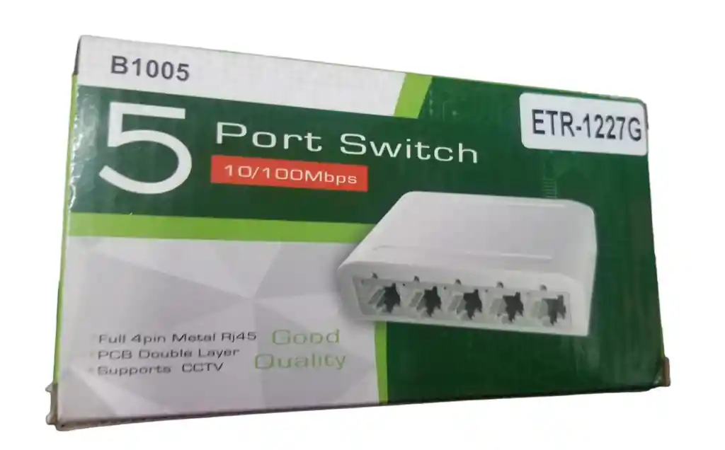 Switch Rj45 Lan 5 Puertos | 10/100mbps | Cctv Y Oficina