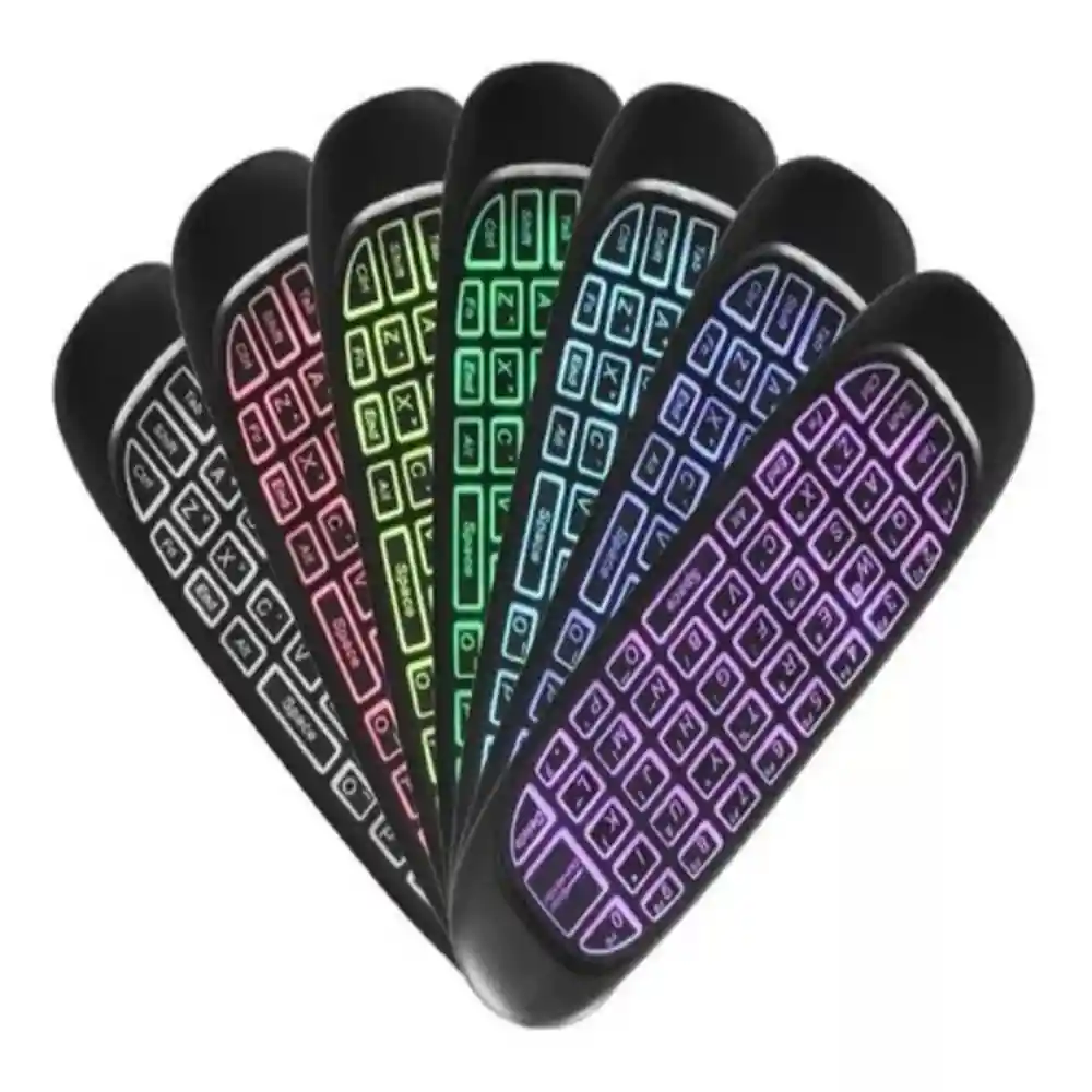 Control Smart Tv Air Mouse Teclado Luces Rgb Recargable Usb