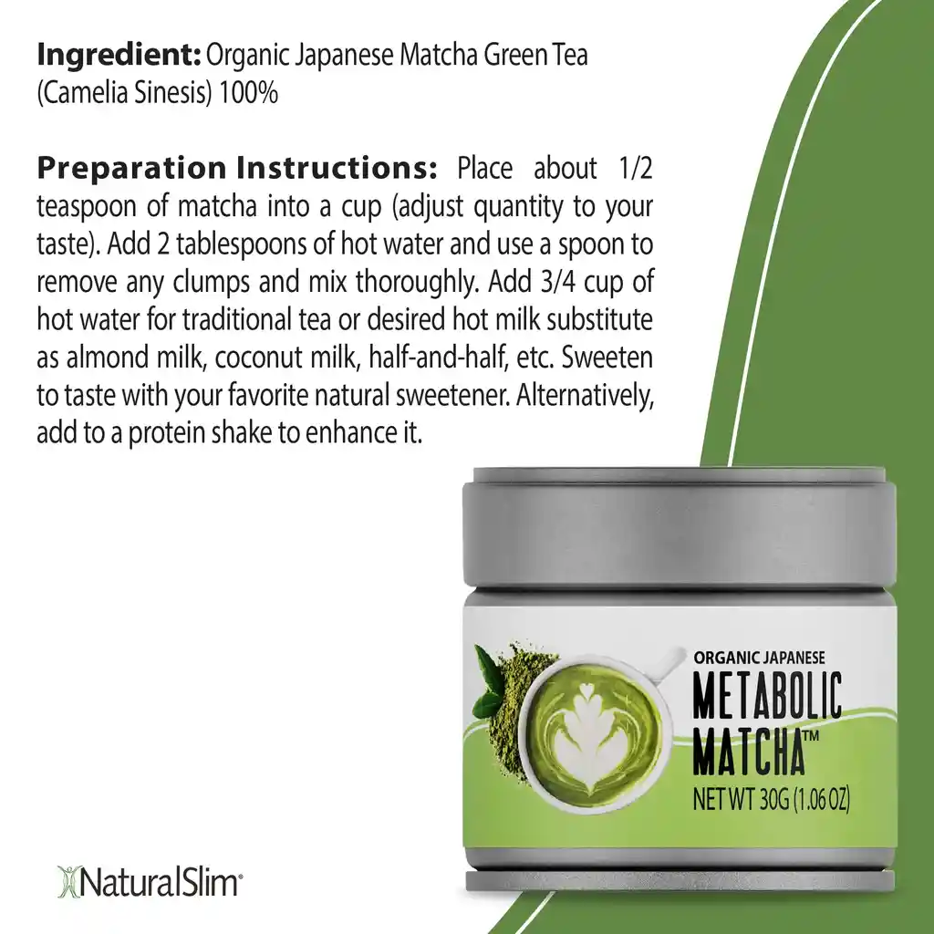 Naturalslim Te Verde Orgánico Japonés Metabolic Matcha 30 Gramos