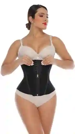 Ref. Lz3 - Cinturilla De Avispa Con Tres Lineas De Broches Y Cremallera Talla: L Color: Negro