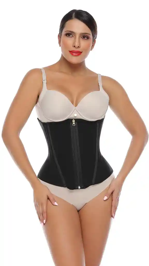 Ref. Lz3 - Cinturilla De Avispa Con Tres Lineas De Broches Y Cremallera Talla: L Color: Beige
