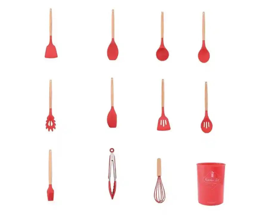 Set 12 Utensilios De Cocina Silicona Resistente Calor Juego