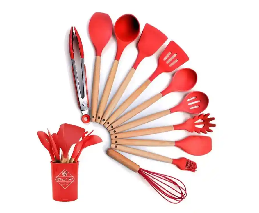 Set 12 Utensilios De Cocina Silicona Resistente Calor Juego