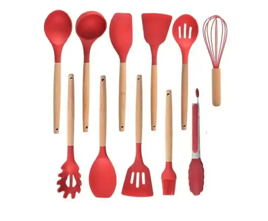 Set 12 Utensilios De Cocina Silicona Resistente Calor Juego