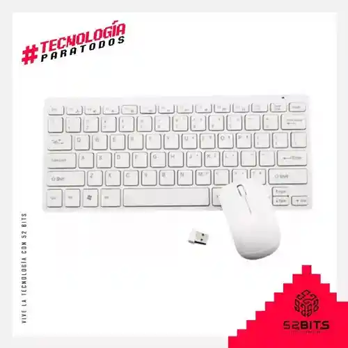 Kit Mini Teclado + Mouse Óptico Inalámbrico Para Pc Mac Color Del Teclado R-p0527 K03 Teclado Blanco