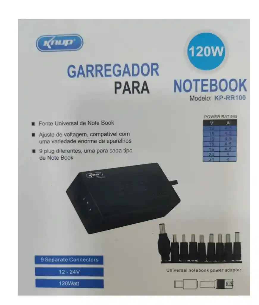 Cargador Universal Laptop/portatil 8 Conectores 120w Knup