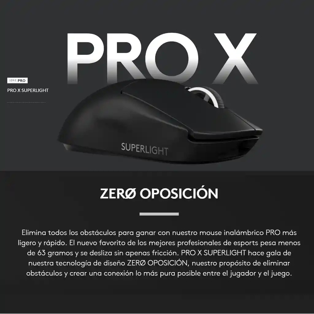 Mouse Gamer Inalámbrico Logitech G Pro X Superlight / Hero 25k - Negro