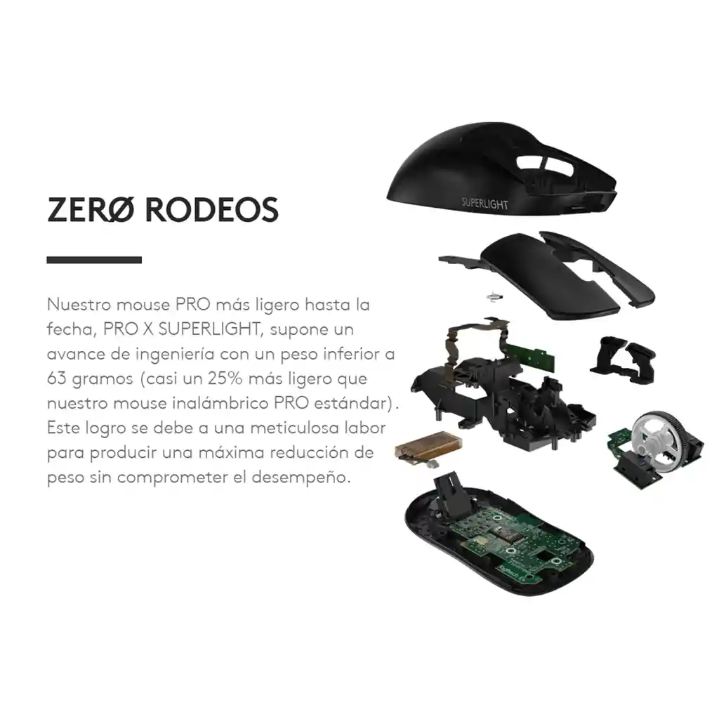 Mouse Gamer Inalámbrico Logitech G Pro X Superlight / Hero 25k - Negro