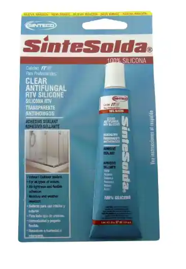 Silicona Transparente Antihongos Baño Y Cocina Sintesolda X 28 Gramos