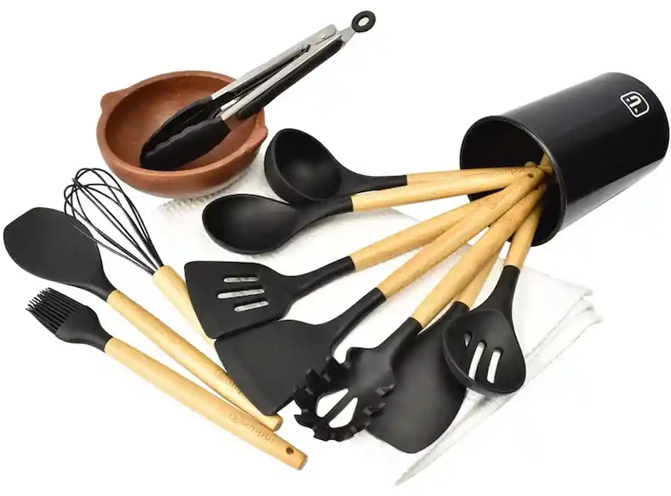 Set 12 Utensilios De Cocina Silicona Resistente Calor