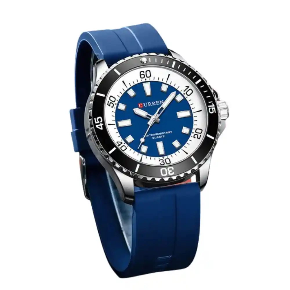 Reloj Pulso Goma Analógico Curren Original Para Hombre Azul