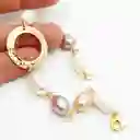 Pulsera Perlas Mix Y Argolla Martillada