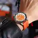 Reloj Pulso Goma Analógico Curren Original Para Hombre Naranja