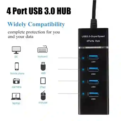 Hub Usb 3.0 De 4 Puertos/ Multipuertos Usb 3.0