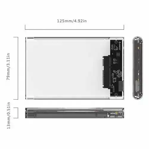 Caja Externa Case Disco Duro Sata 2.5 Usb 3.0 Transparente