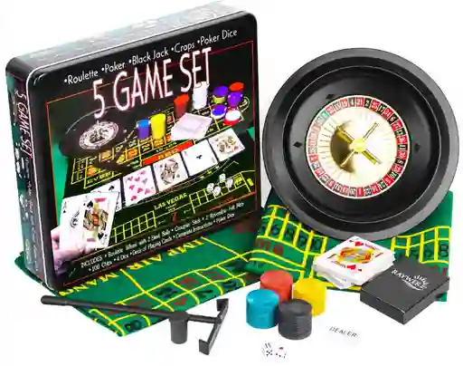 Set De Juego Cartas Poker Black Jack Ruleta Craps Dados