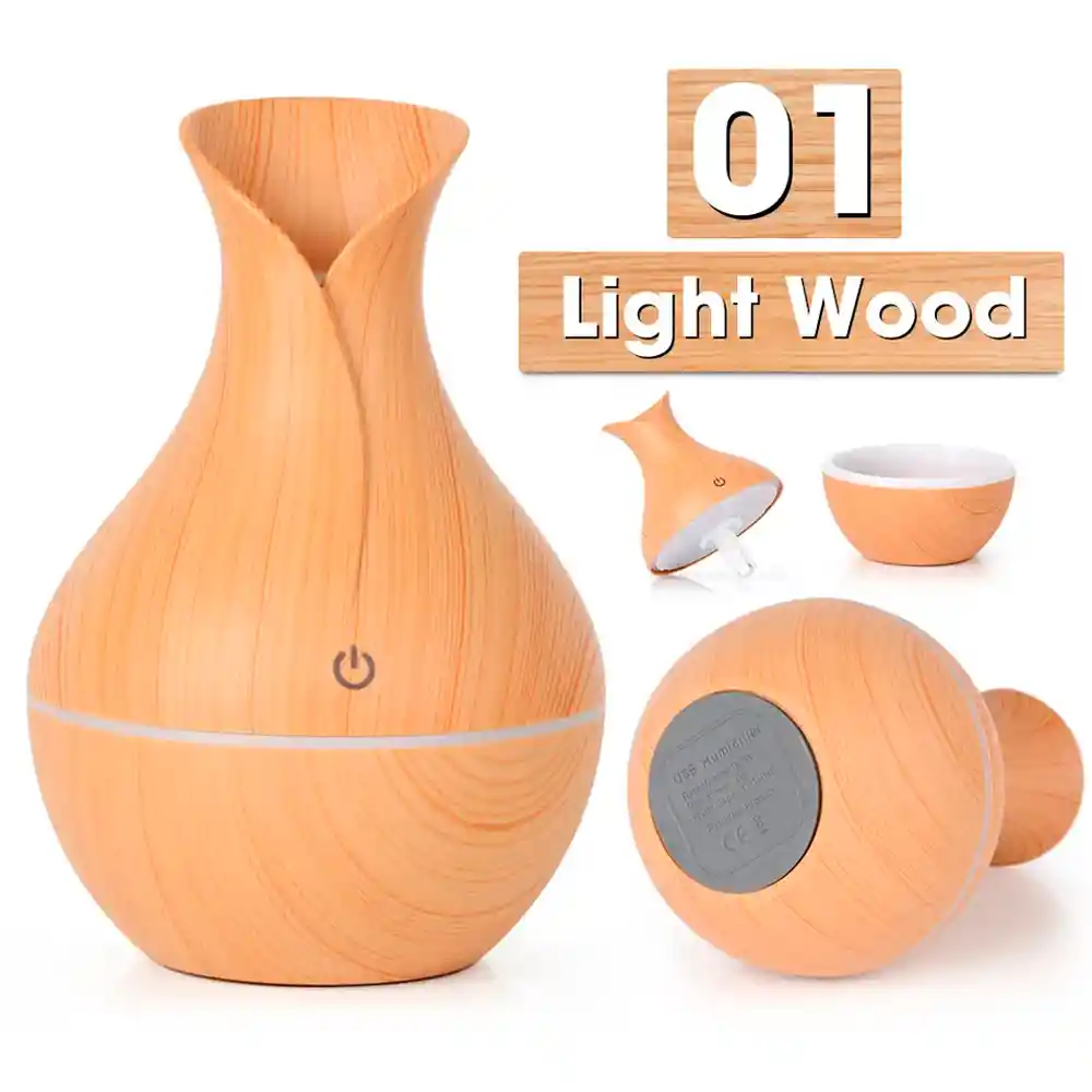 Humidificador Jarrón Led + Esencia Difusor De Aromas 7 Colores