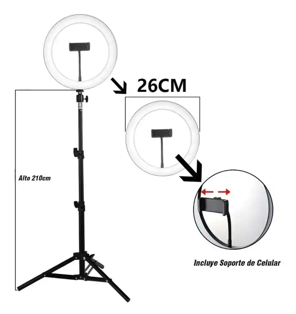 Aro De Luz De 26cm + Tripode