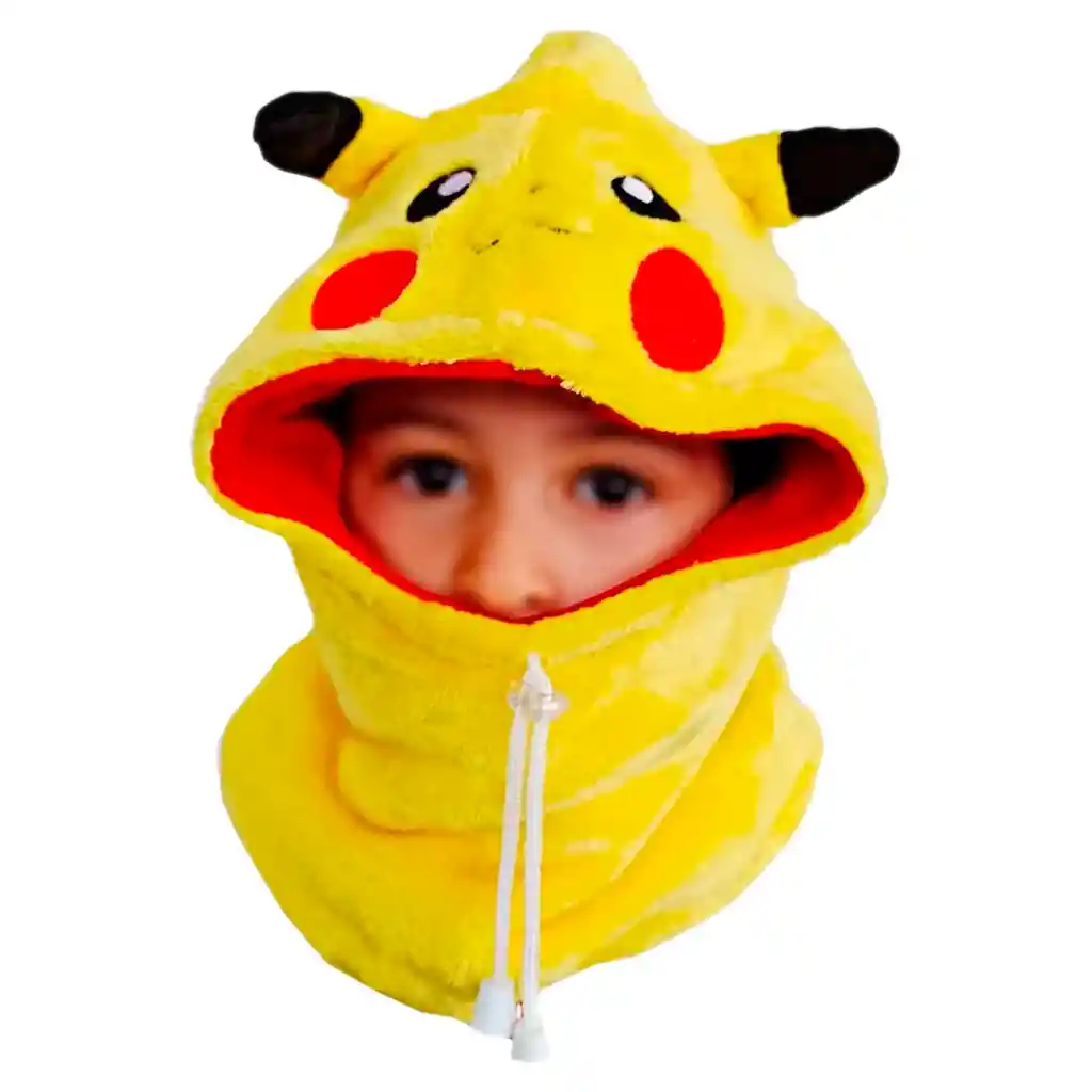 Gorro Pasamontaña Niños Pikachu 36cm Ajustable Frio