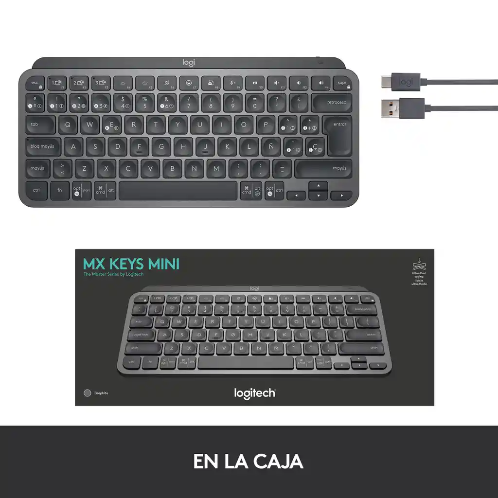 Teclado Avanzado Logitech Mx Keys Mini Iluminado Recargable Grafito