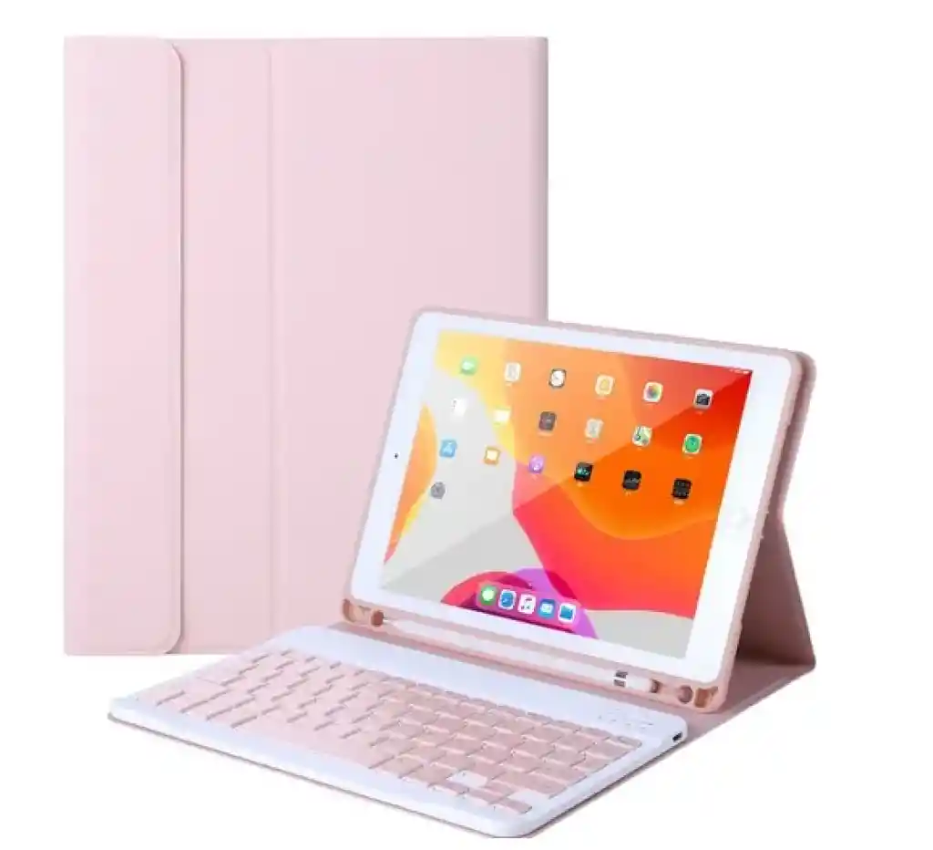 Estuche Teclado Bluetooth Ipad 10.2 7/8/9 Rosado