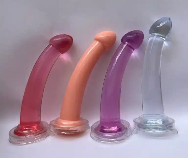 Consolador Chupa Liso, Dildo Color Transparente, Talla M