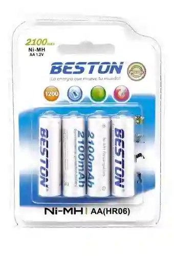 Pila Recargable Aa X 4 Unidades Beston 2100mah