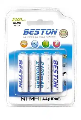 Pila Recargable Aa X 4 Unidades Beston 2100mah